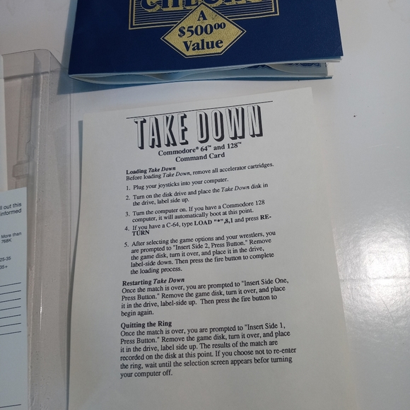 1988 Vintage Gamestar Take Down Wrestling Commodore C64 / 128 Game Action Arcade - Picture 6 of 11